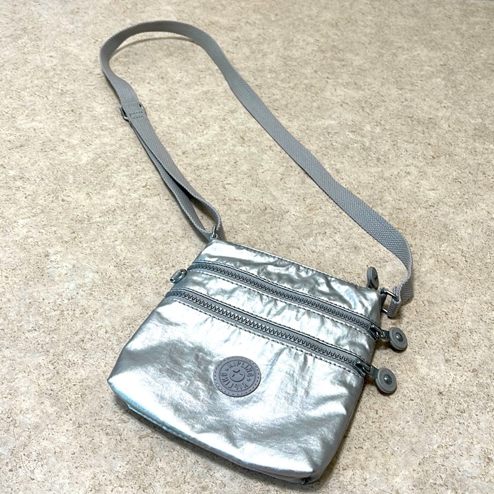 Kipling Alvar Mini Silver Metallic Crossbody Bag … - image 1